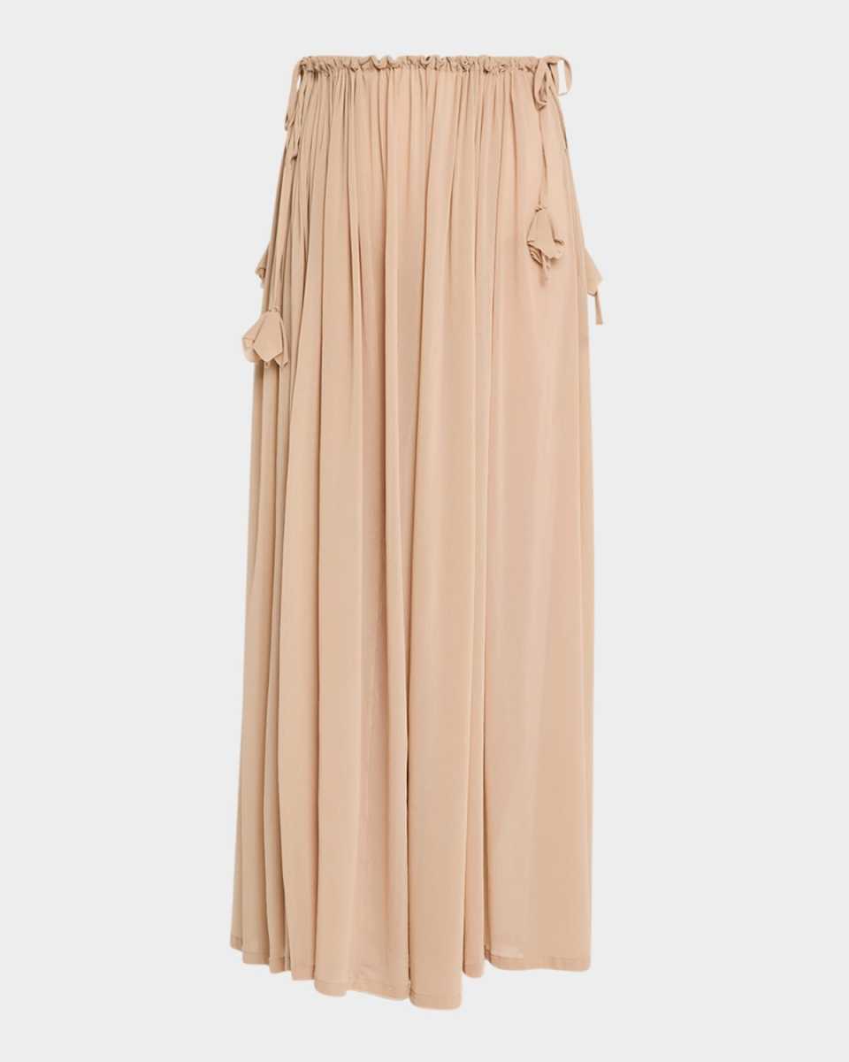 Gathered Silk Maxi Skirt